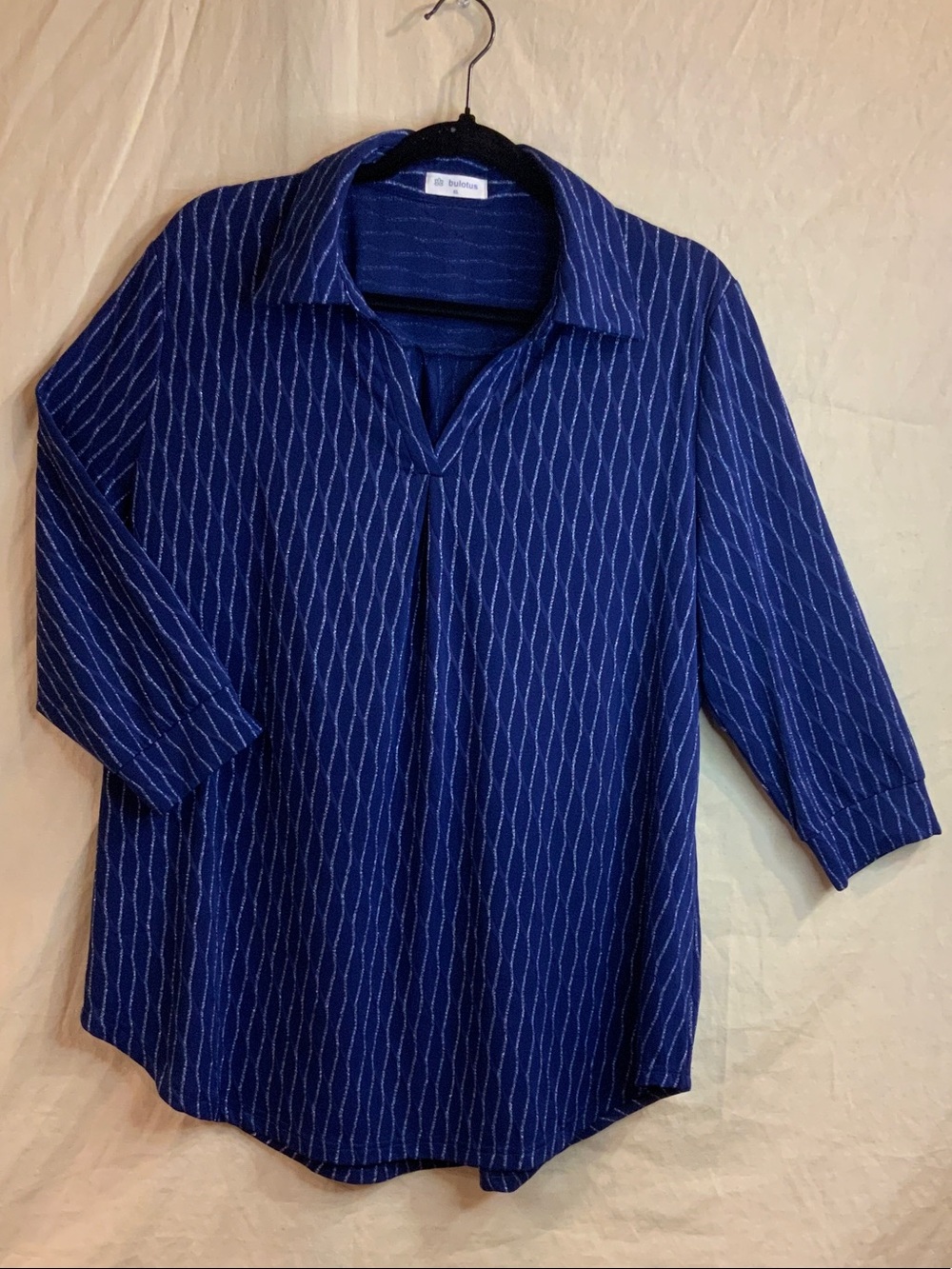 Sparkly Navy and Silver Collard V-neck Tunic